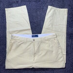 Polo Ralph Lauren Mens Chino Pants 35x27 Yellow Cotton Flat Front